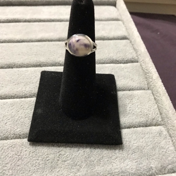 New Sterling Silver Purple Mexican Morado Violet Flame Opal Ring Size 6 Crystal - Picture 3 of 16